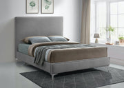 Geri Velvet Queen Bed Grey - Gate FurnitureQueen Bed