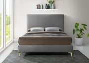 Geri Velvet Queen Bed Grey - Gate FurnitureQueen Bed