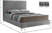 Geri Velvet Queen Bed Grey - Gate FurnitureQueen Bed