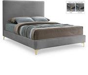 Geri Velvet Queen Bed Grey - Gate FurnitureQueen Bed