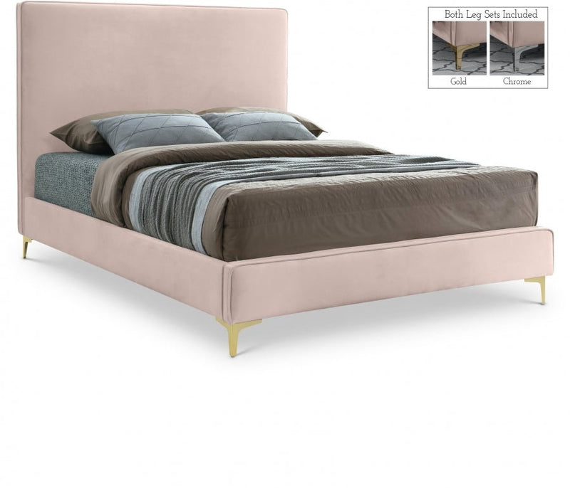 Geri Velvet Queen Bed Pink - Gate FurnitureQueen Bed