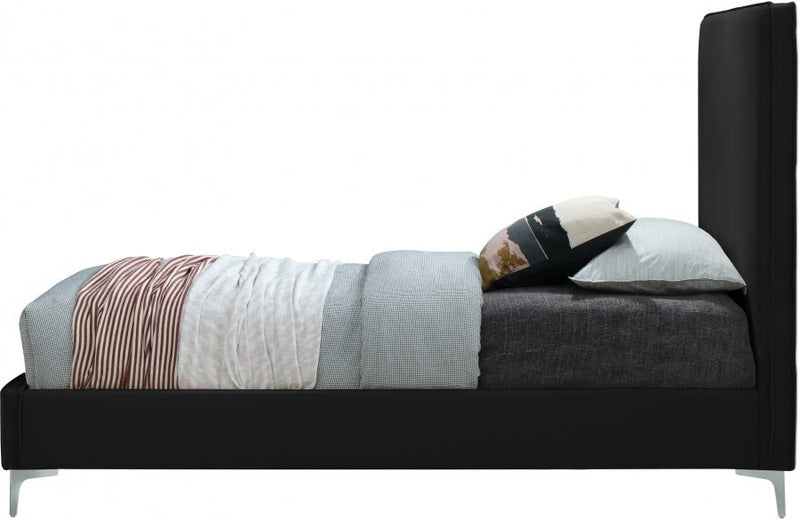 Geri Velvet Twin Bed Black - Gate FurnitureTwin Bed