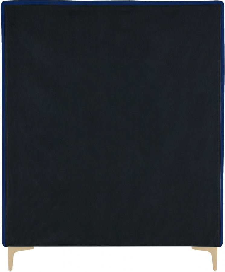 Geri Velvet Twin Bed Blue - Gate FurnitureTwin Bed