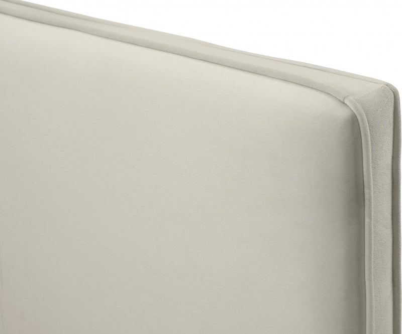 Geri Velvet Twin Bed Cream - Gate FurnitureTwin Bed