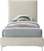 Geri Velvet Twin Bed Cream - Gate FurnitureTwin Bed