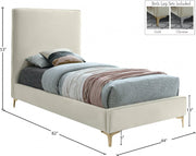 Geri Velvet Twin Bed Cream - Gate FurnitureTwin Bed