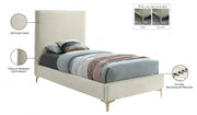 Geri Velvet Twin Bed Cream - Gate FurnitureTwin Bed