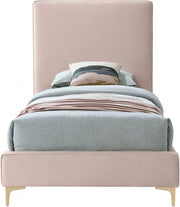 Geri Velvet Twin Bed Pink - Gate FurnitureTwin Bed