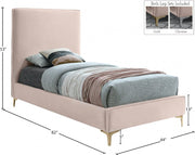 Geri Velvet Twin Bed Pink - Gate FurnitureTwin Bed