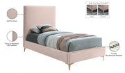 Geri Velvet Twin Bed Pink - Gate FurnitureTwin Bed