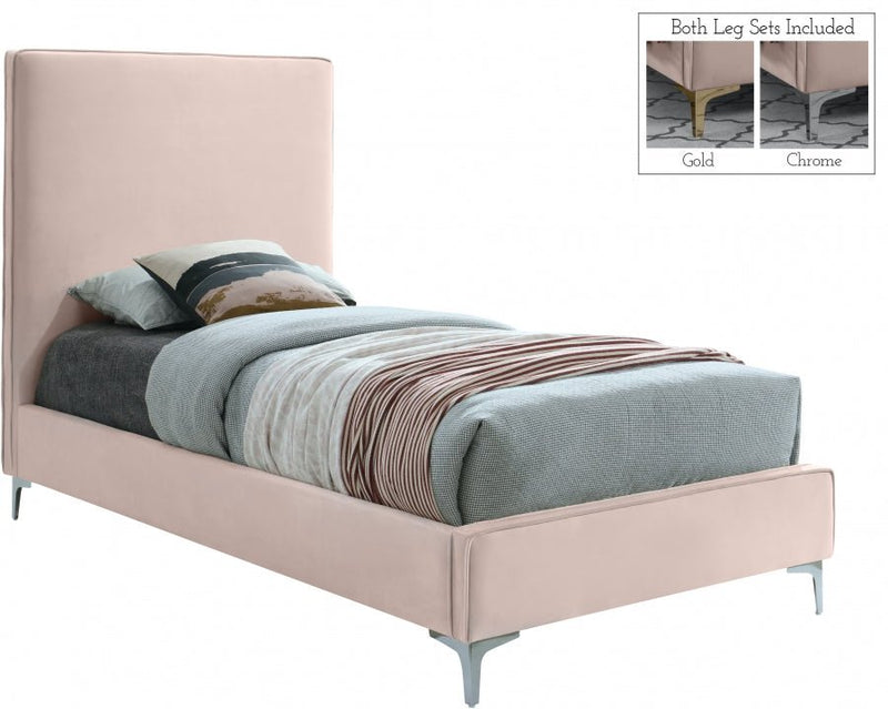 Geri Velvet Twin Bed Pink - Gate FurnitureTwin Bed