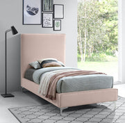 Geri Velvet Twin Bed Pink - Gate FurnitureTwin Bed