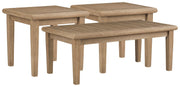 Gerianne Outdoor Coffee Table with 2 End Tables in Grayish Brown - PKG008818