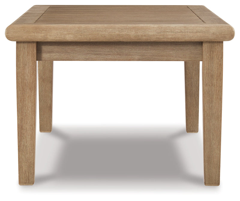 Gerianne Outdoor Coffee Table with 2 End Tables in Grayish Brown - PKG008818