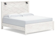 Gerridan King Panel Bed with 2 Nightstands in White/Gray - PKG019131