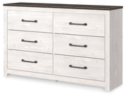 Gerridan King Panel Bed with Dresser and 2 Nightstands in White/Gray - PKG019130
