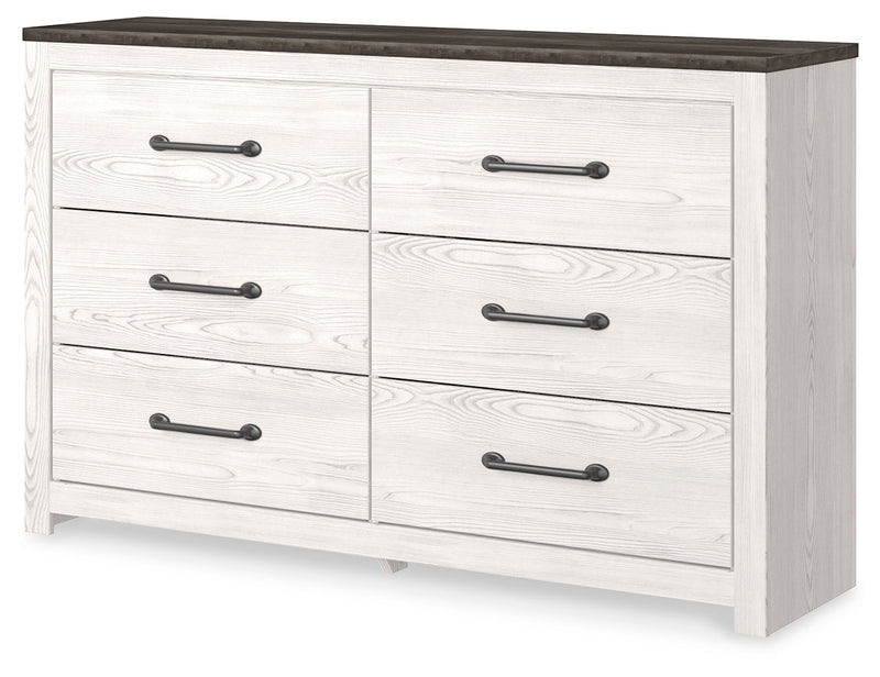 Gerridan King Panel Bed with Dresser and 2 Nightstands in White/Gray - PKG019130