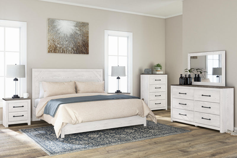 Gerridan King Panel Bed with Dresser in White/Gray - PKG009370