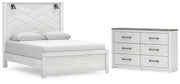 Gerridan Queen Panel Bed and Dresser in White/Gray - PKG019121