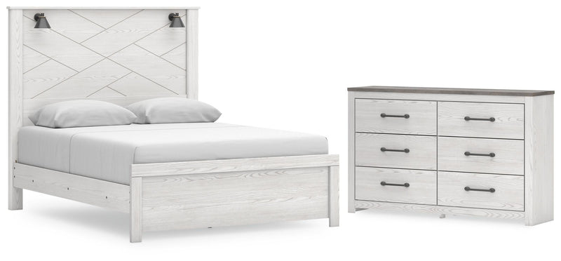 Gerridan Queen Panel Bed and Dresser in White/Gray - PKG019121