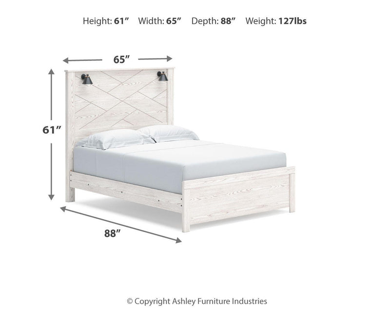 Gerridan Queen Panel Bed and Dresser in White/Gray - PKG019121