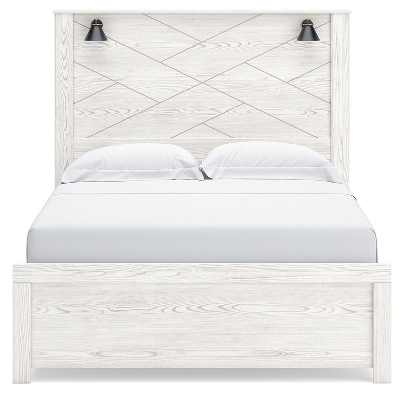 Gerridan Queen Panel Bed with 2 Nightstands in White/Gray - PKG019123