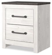 Gerridan Queen Panel Bed with 2 Nightstands in White/Gray - PKG019123