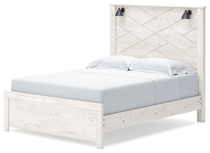Gerridan Queen Panel Bed with 2 Nightstands in White/Gray - PKG019123