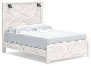 Gerridan Queen Panel Bed with 2 Nightstands in White/Gray - PKG019123