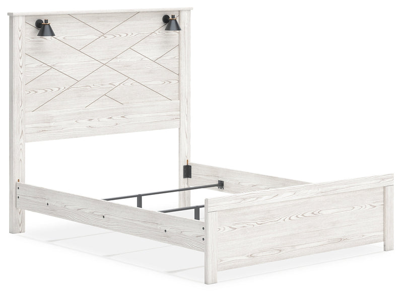 Gerridan Queen Panel Bed with 2 Nightstands in White/Gray - PKG019123