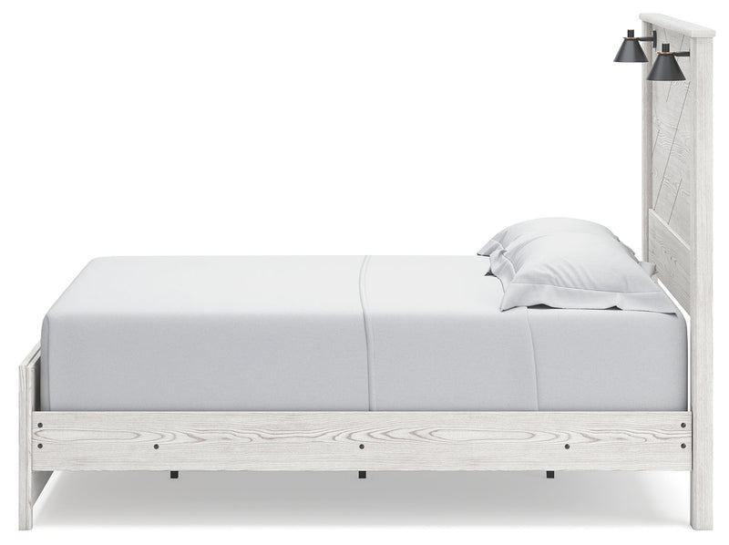 Gerridan Queen Panel Bed with 2 Nightstands in White/Gray - PKG019123