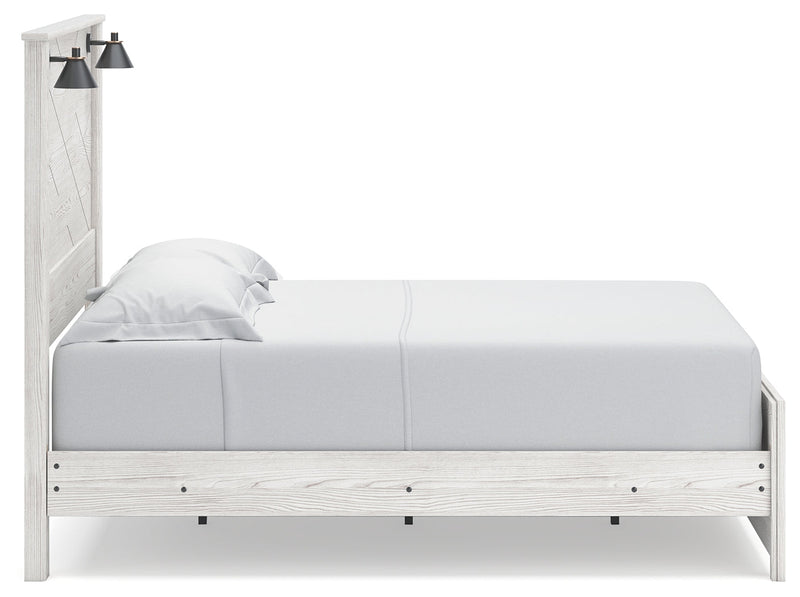 Gerridan Queen Panel Bed with 2 Nightstands in White/Gray - PKG019123