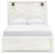 Gerridan Queen Panel Bed with Mirrored Dresser in White/Gray - PKG017958