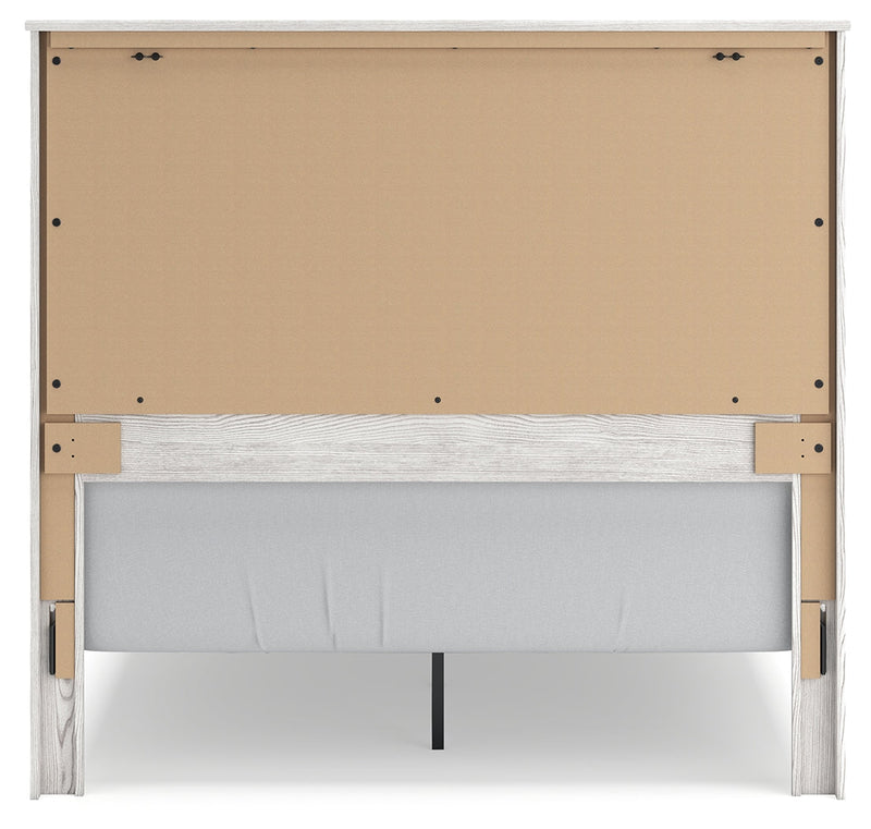 Gerridan Queen Panel Bed with Mirrored Dresser in White/Gray - PKG017958
