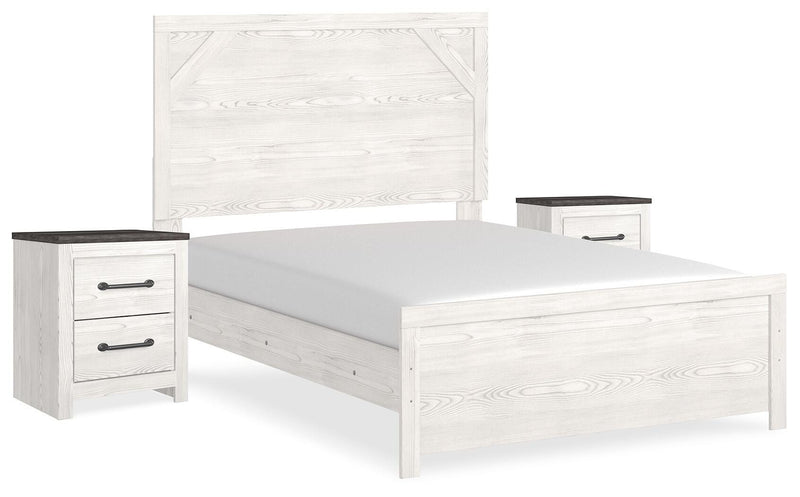 Gerridan White/Gray Full Panel Bed and 2 Nightstands - B1190B12