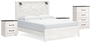 Gerridan White/Gray King Panel Bed, Chest and 2 Nightstands - B1190B25