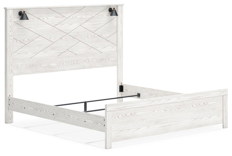 Gerridan White/Gray King Panel Bed, Chest and 2 Nightstands - B1190B25