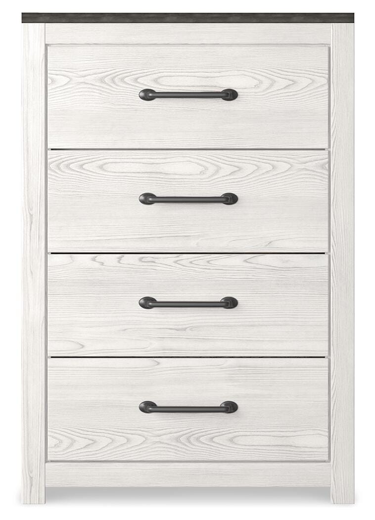 Gerridan White/Gray King Panel Bed, Chest and 2 Nightstands - B1190B25