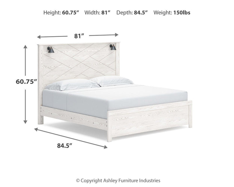 Gerridan White/Gray King Panel Bed, Chest and 2 Nightstands - B1190B25