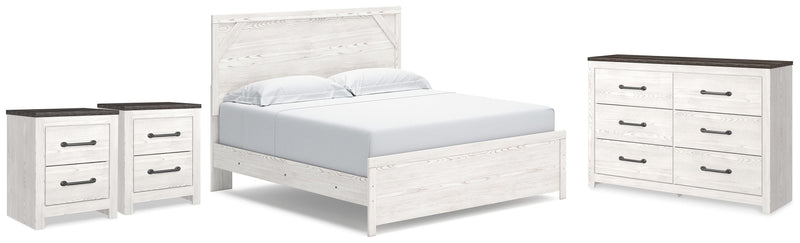 Gerridan White/Gray King Panel Bed, Dresser and 2 Nightstands - B1190B32