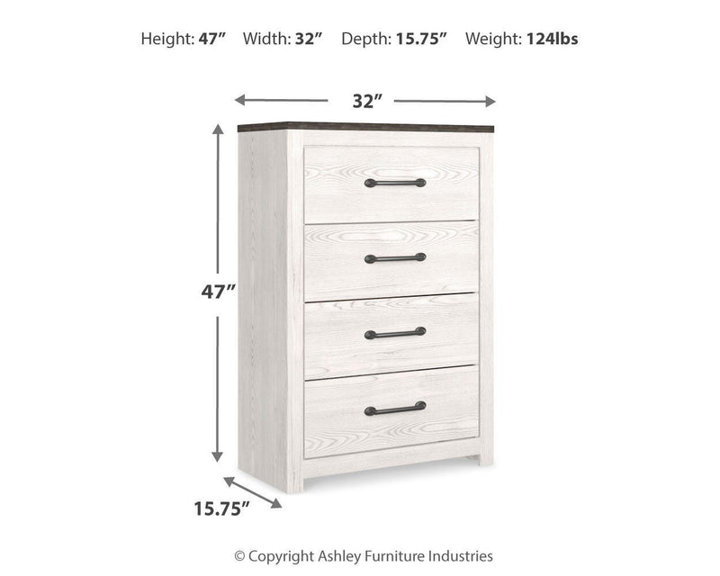 Gerridan White/Gray King Panel Bed, Dresser, Chest and 2 Nightstands - B1190B27