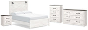 Gerridan White/Gray Queen Panel Bed, Dresser, Chest and Nightstand - B1190B26
