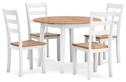 Gesthaven Dining Table and 4 Chairs in Natural/White - PKG019461
