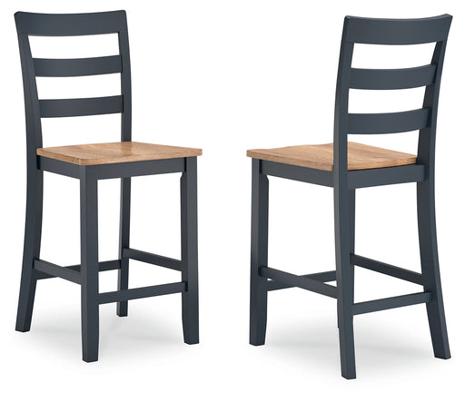 Gesthaven Natural/Blue Counter Height Barstool, Set of 2 - D399-124