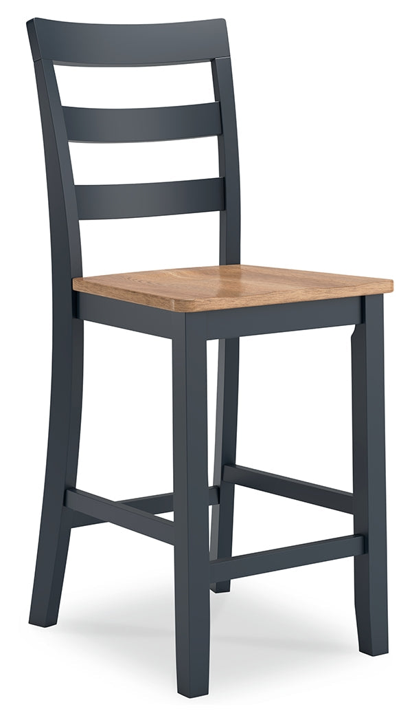 Gesthaven Natural/Blue Counter Height Barstool, Set of 2 - D399-124