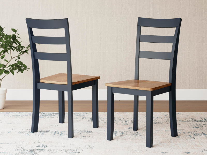 Gesthaven Natural/Blue Dining Chair (Set of 2) - D399-01X2