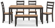 Gesthaven Natural/Brown Dining Table with 4 Chairs and Bench (Set of 6) - D396-325