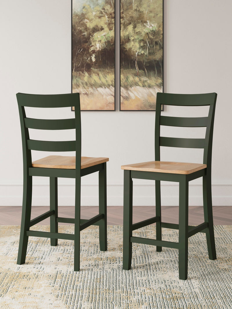 Gesthaven Natural/Green Counter Height Barstool (Set of 2) - D401-124X2