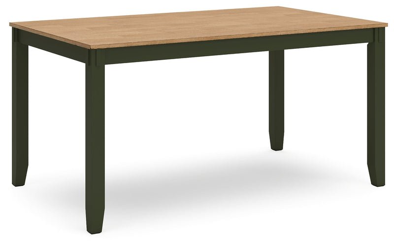 Gesthaven Natural/Green Dining Table with 4 Chairs and Bench (Set of 6) - D401-325