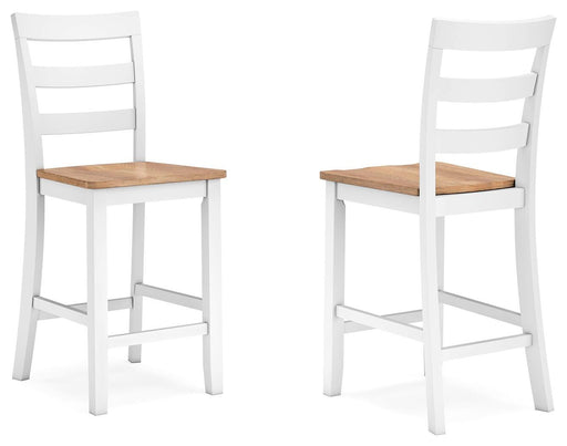 Gesthaven Natural/White Counter Height Barstool (Set of 2) - D398-124X2